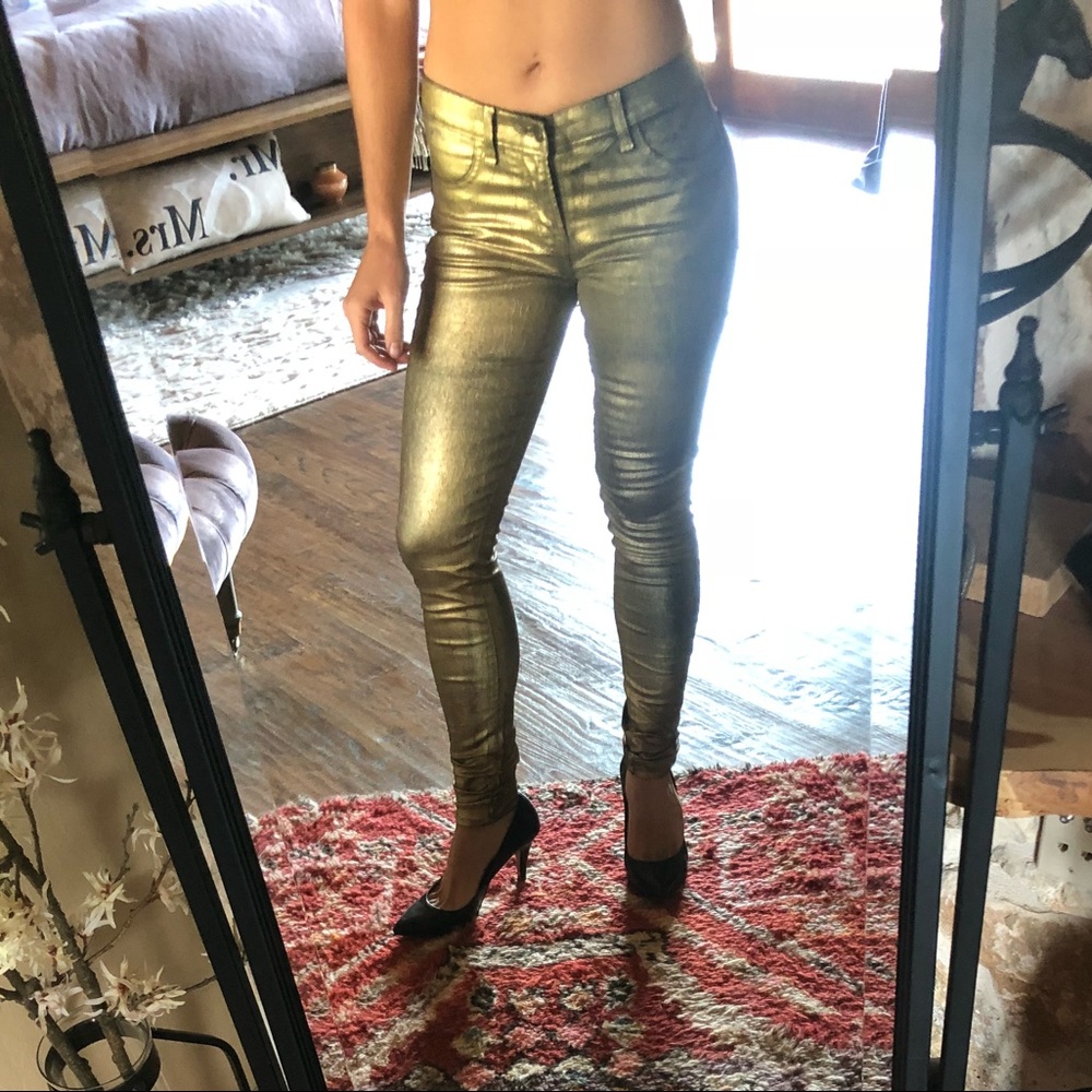 J brand gold sheen pants